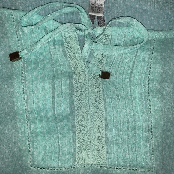 Seafoam Green Chiffon Blouse - Picture 2 of 4